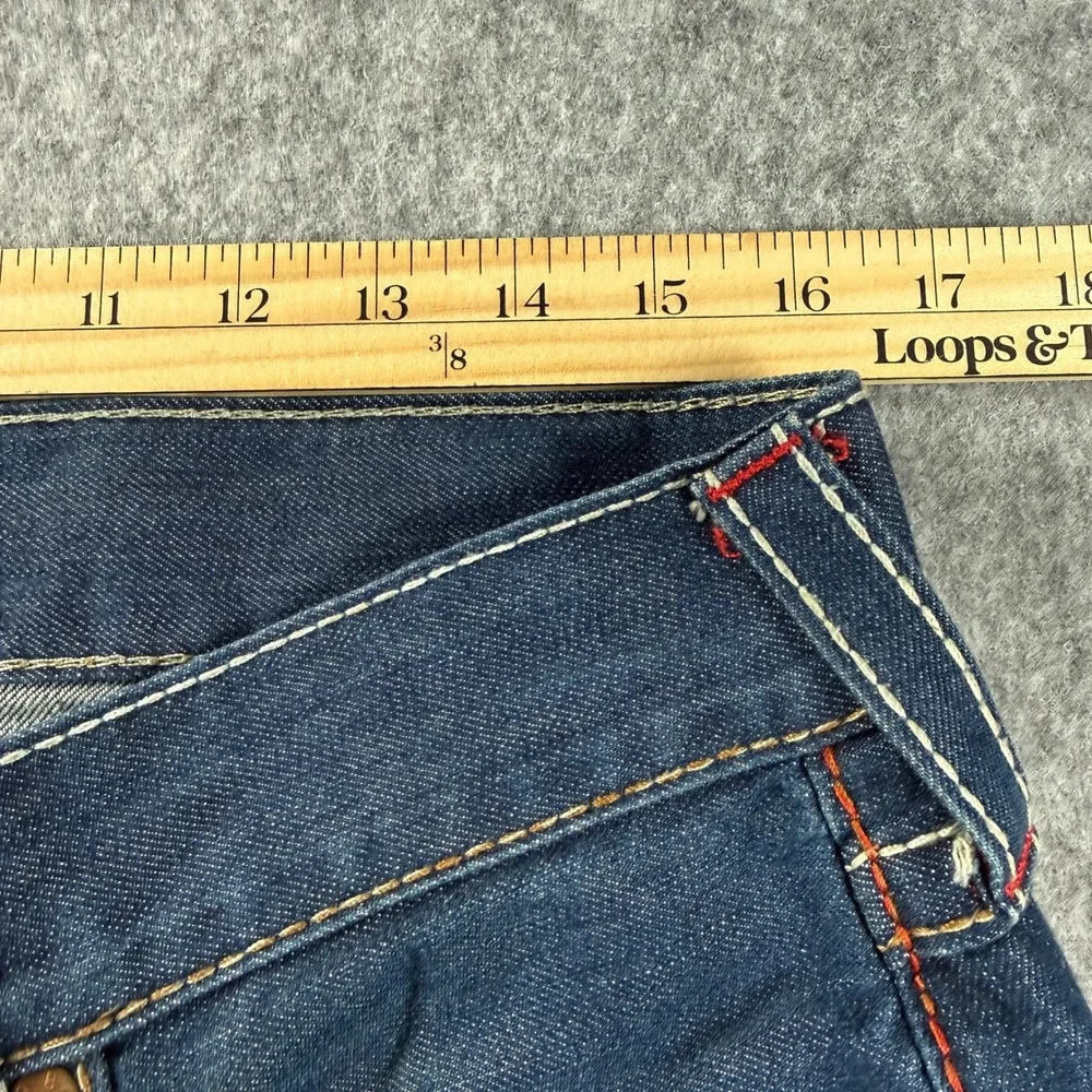 True Religion Mens 32x33 RICKY Flap Big T Straight‎ Leg Jeans Dark Wash USA Y2K